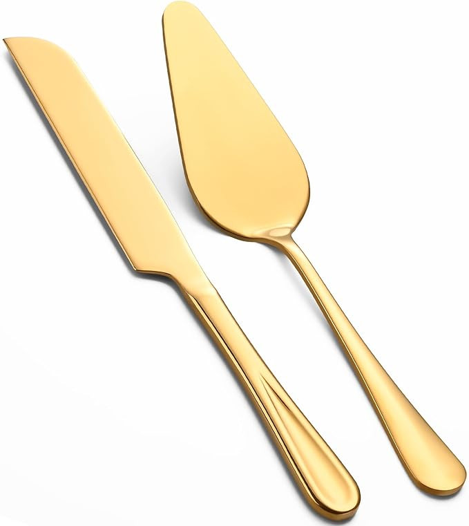 Cake Cutting Set for Wedding, Pie Server, Stainless steel Wedding Cake Knife and Server set, Gold... | Amazon (US)