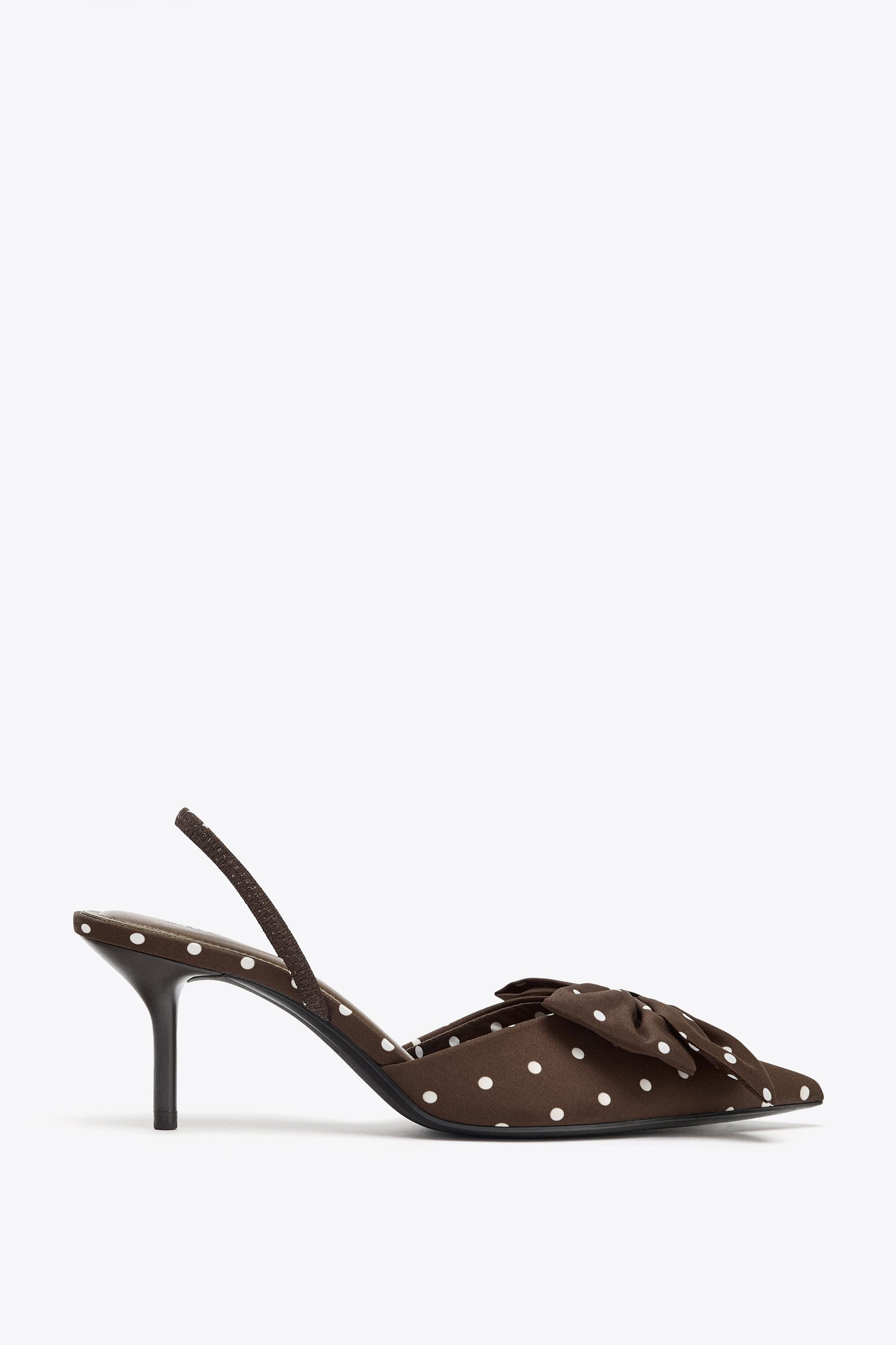 POLKA DOT PRINT HEELED SHOES WITH BOW | Zara US