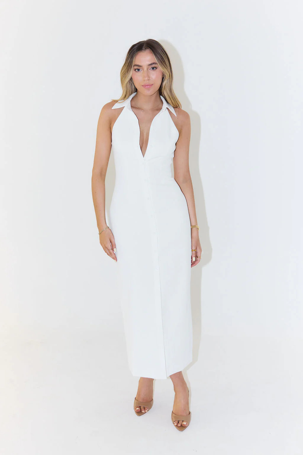The Ultimate Muse Collar Maxi Dress | White | Odd Muse