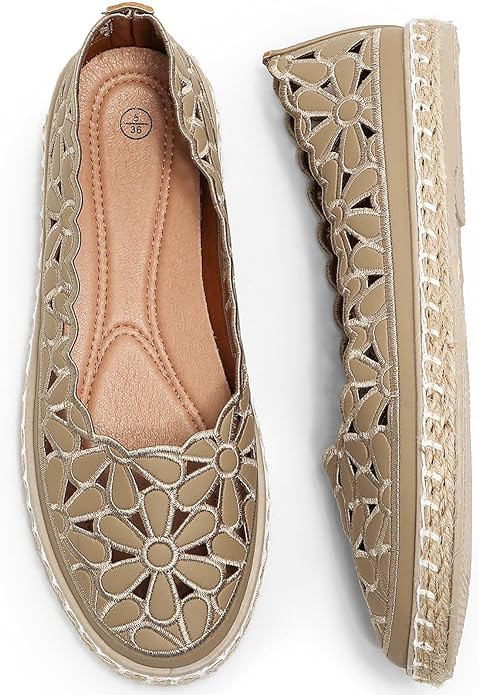 HEAWISH Women’s Ballet Flat Daisy Round Toe Dress Shoes Casual Slip On Rope Loafer | Amazon (US)