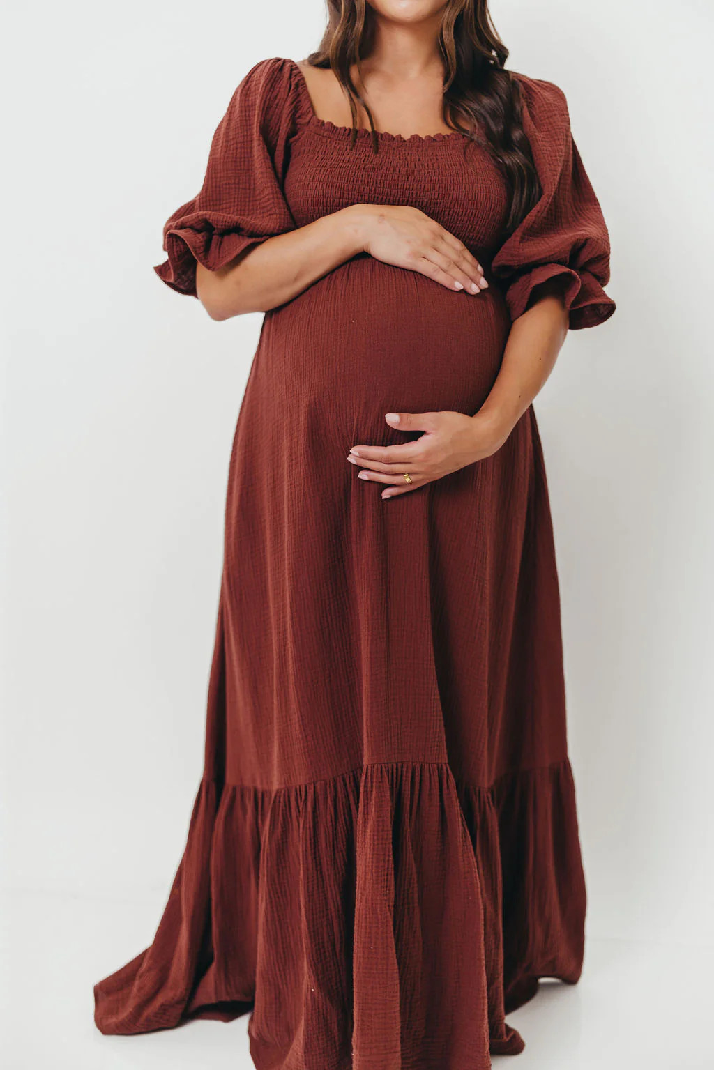 Livvy 100% Cotton Maxi Dress in Rust Brown - Bump Friendly | Worth Collective