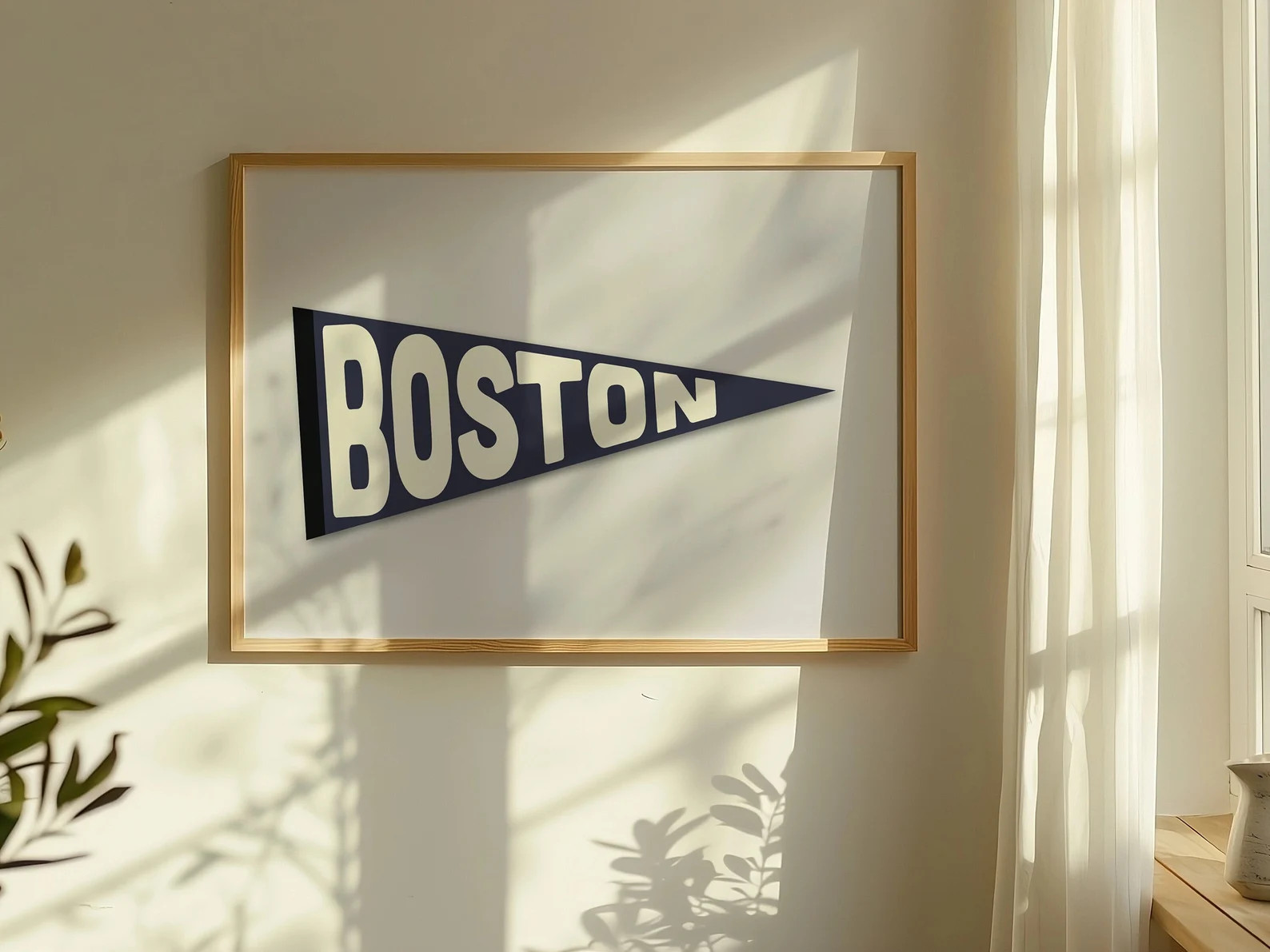 Vintage Boston Pennant Print Boston Flag Wall Art Massachusetts City Art Digital Download - Etsy | Etsy (US)