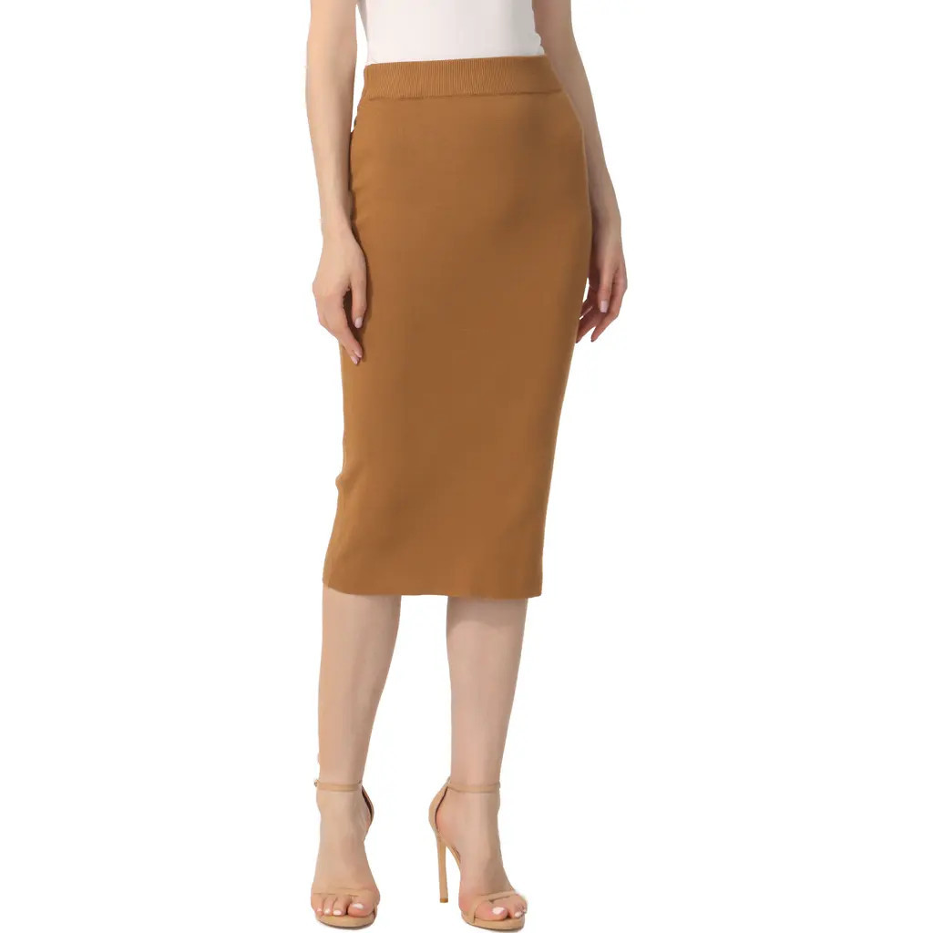 Kimi & Kai Women's Knit Pencil Skirt in Mustard at Nordstrom, Size Medium | Nordstrom