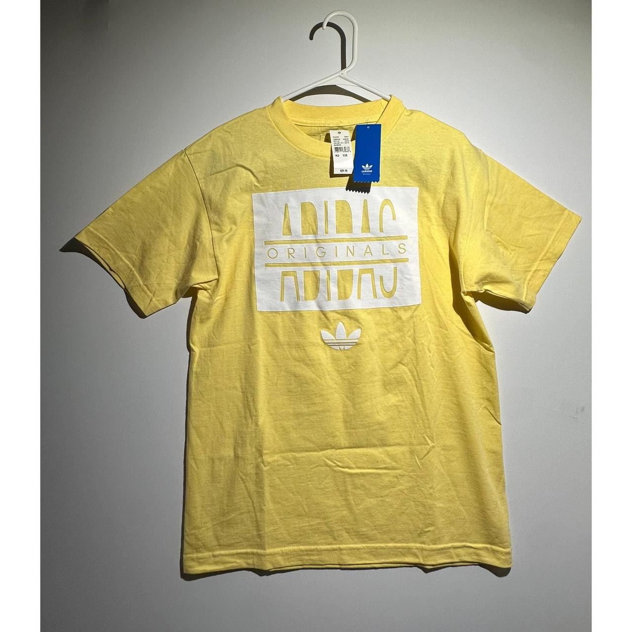 Adidas Men's Shirt - Yellow/White - M | Depop US