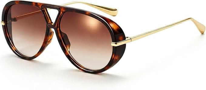Trendy Oversized Aviator Sunglasses for Women Men Retro Big Round Shield Sun Glasses Vintage Shad... | Amazon (US)