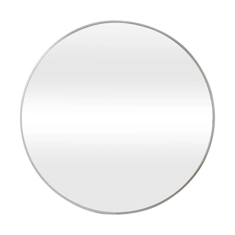 Mainstays 30in Round Wall Mirror Frame, Modern Grey Wood Finish | Walmart (US)