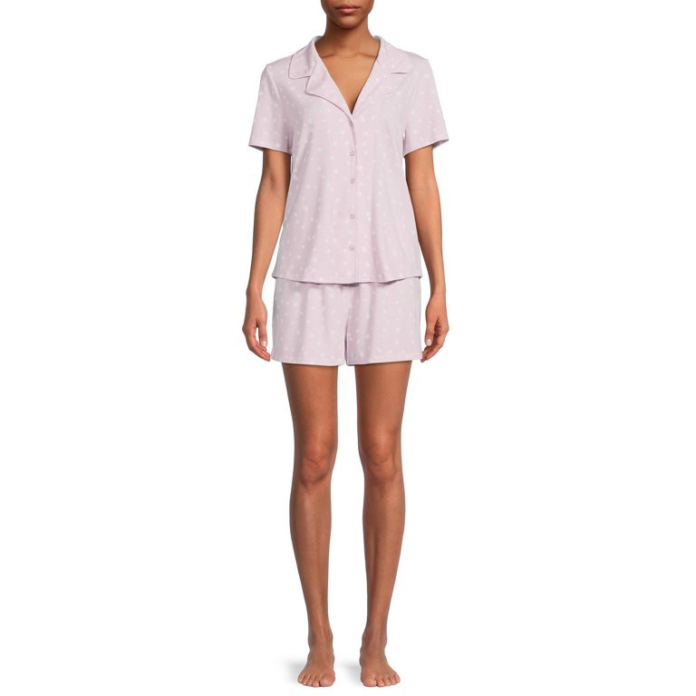 Como Blu Women's Short Sleeve Top and Shorts Pajama Set, 2-Piece | Walmart (US)