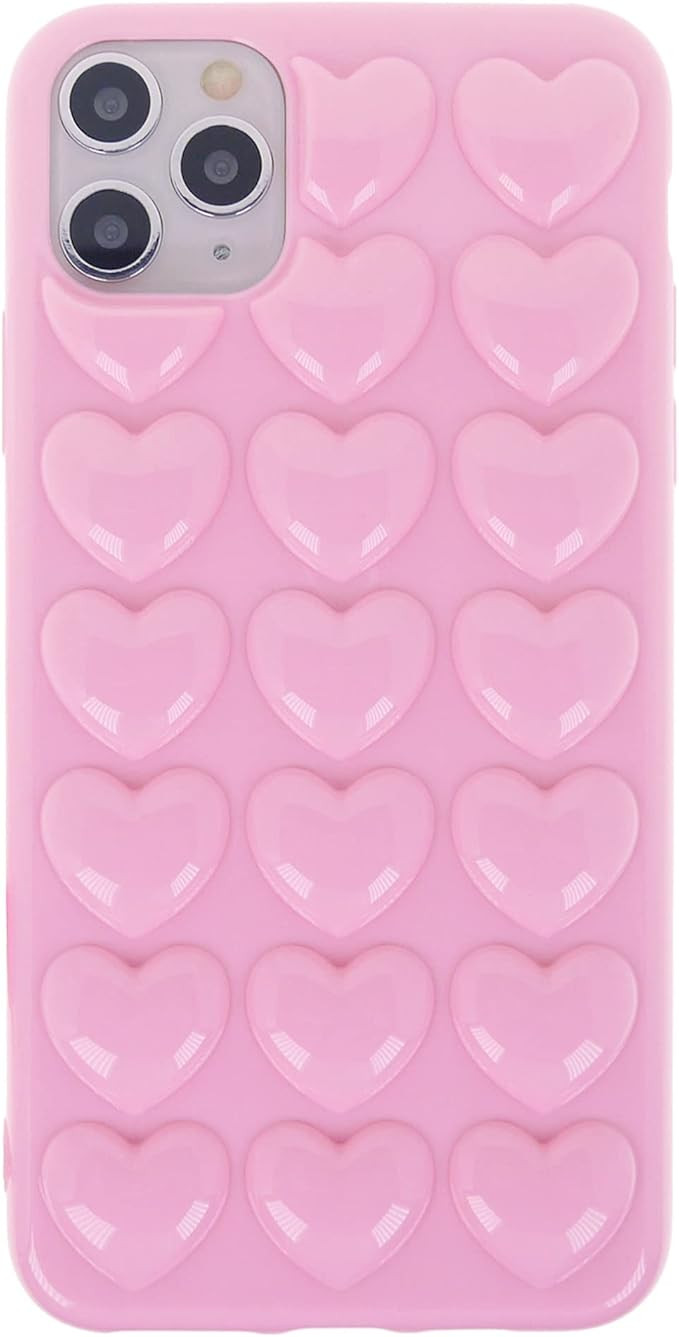 Compatible with iPhone 11 Case for Women, 3D Pop Bubble Heart Kawaii Gel Cover, Cute Girly for iP... | Amazon (US)