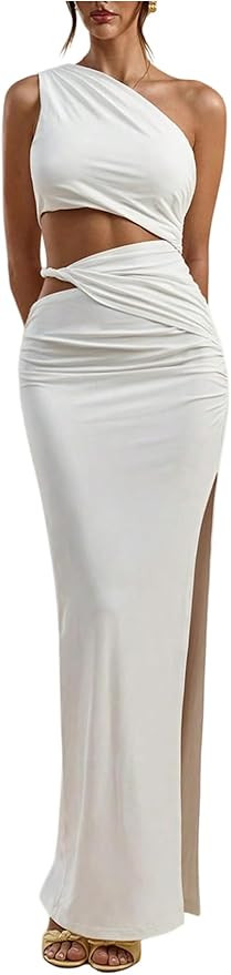 GORGLITTER Women's Asymmetrical One Shoulder Maxi Dress Summer Wedding Guest Cocktail Prom Date N... | Amazon (US)