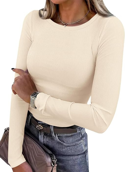 PRETTYGARDEN Women's Fall Long Sleeve Shirts Basic Tees | Amazon (US)