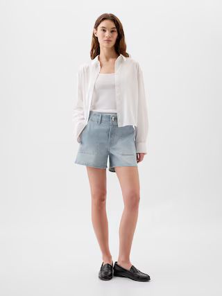 4" High Rise Denim Utility Shorts | Gap Factory