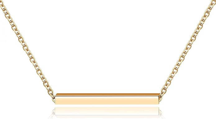 KristLand - Women 18k Rose Gold Color Plated Bar Pendant Necklace Choker Simple Design | Amazon (US)