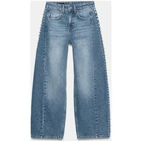 Zara - Z1975 High-Rise Barrel Jeans With Pearls - Mid-Blue - 27 (Us 4) - Woman | Zara US