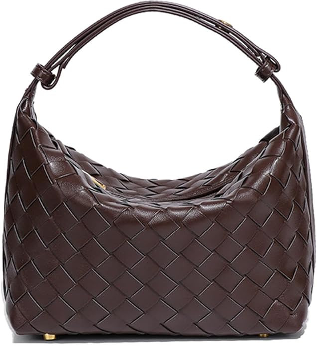Vegan Leather Woven Hobo Bag – Mini Tote Purse, Braided Underarm Handbag for Women | Amazon (US)