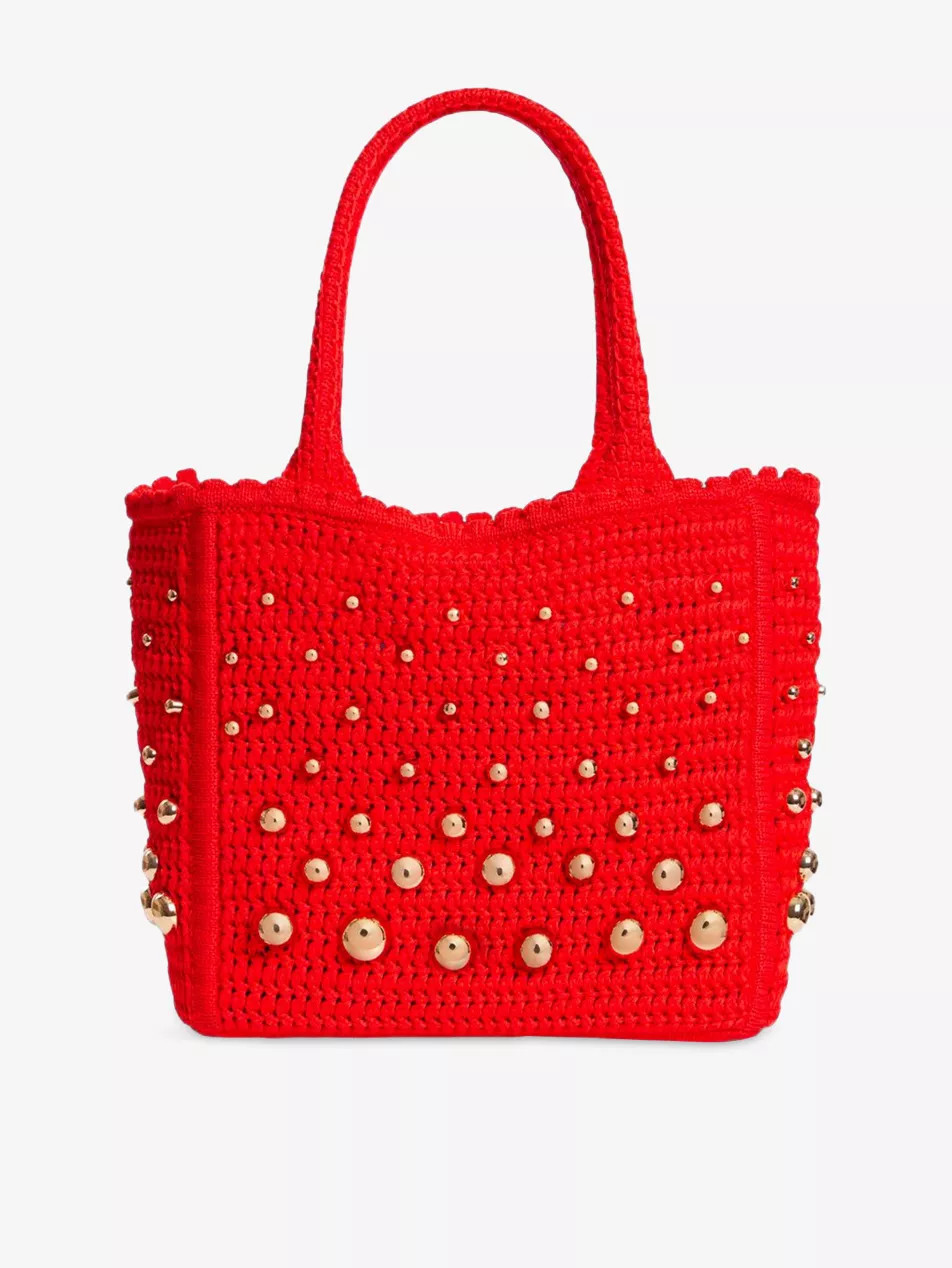 Stud-Embellished Crochet Tote Bag | Selfridges