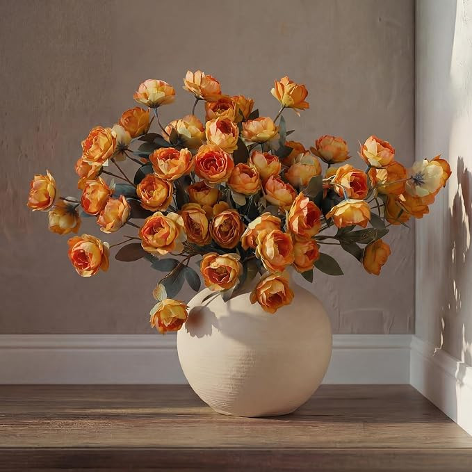 6 Pcs 32" Large Caramel Artificial Peonies Stems Flowers, Real Look Faux Silk Peony Bouquet 42 He... | Amazon (US)