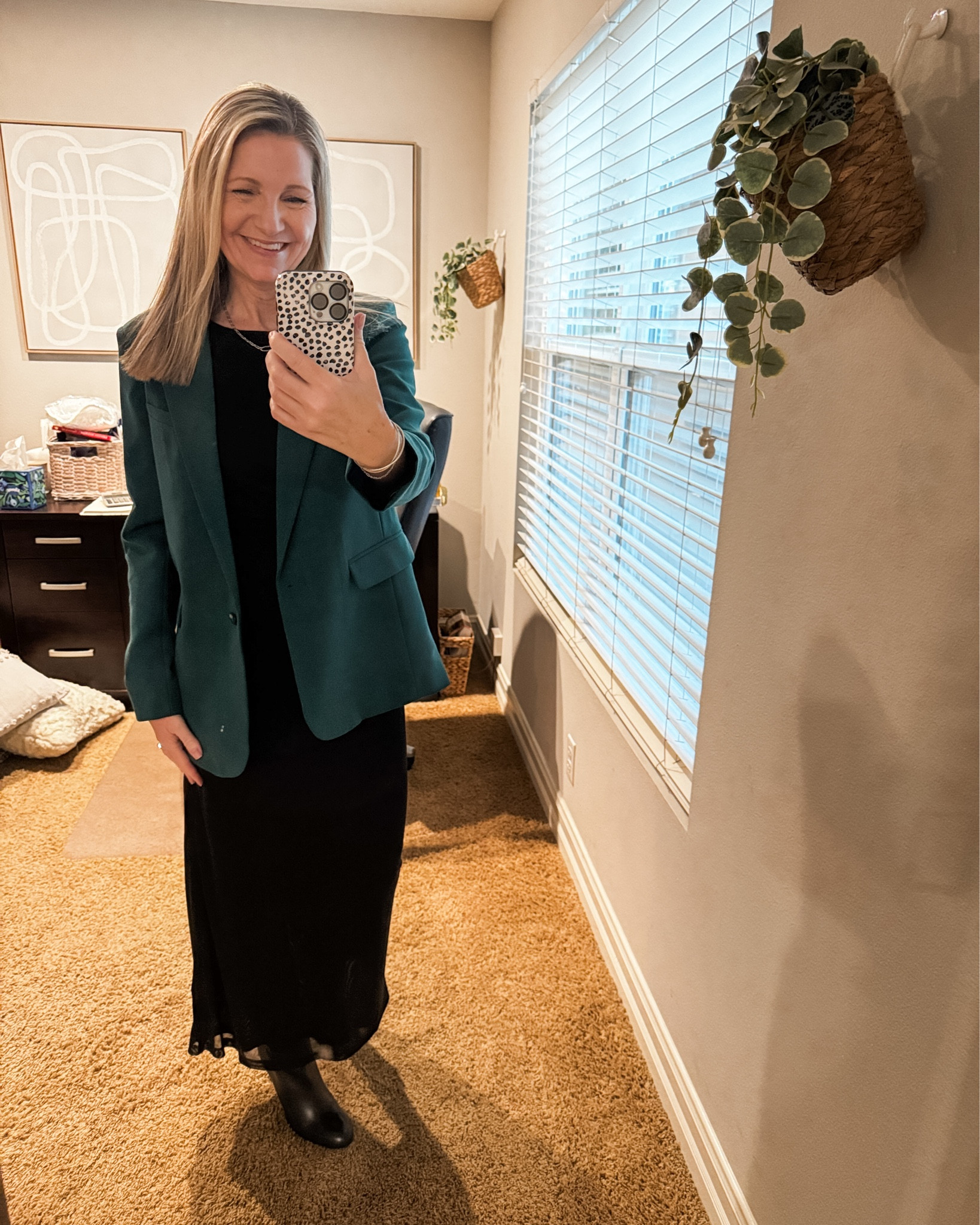 My Loft Versa black mesh dress is on sale and under $40 right now. I styled it with a green blazer for a holiday work event. 

#LTKWorkwear #LTKOver40 #LTKHoliday