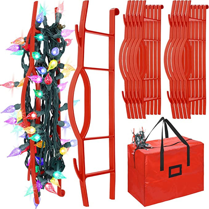 RUODON 12 Pack Christmas Lights Storage Holders with Storage Bag Hanging Rope Cord String Winder ... | Amazon (US)