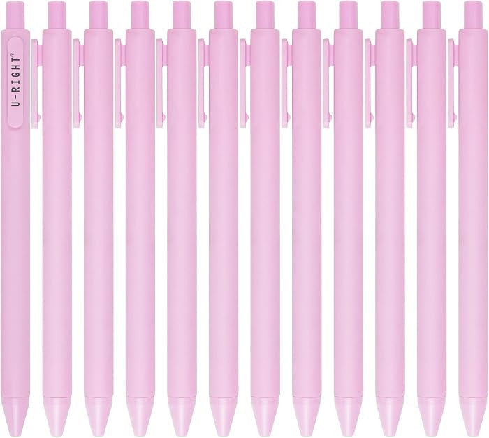 U-RIGHT 12 Pcs Gel Ink Pens Black Ink 0.5 mm Fine Point Smooth Writing Cute Pens for Office Schoo... | Amazon (US)
