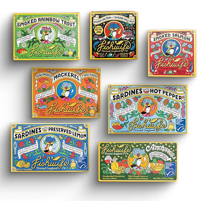 Fishwife Starter 7-Pack (Variety of Tinned Seafood including Smoked Salmon, Rainbow Trout, Sardin... | Amazon (US)