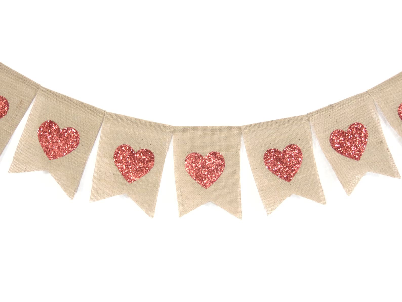 Glitter Heart Banner Valentines Day Decor Happy Valentines - Etsy | Etsy (US)