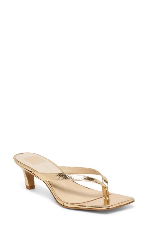 Dolce Vita Ramia Kitten Heel Flip Flop in Gold Distressed Leather at Nordstrom, Size 10 | Nordstrom