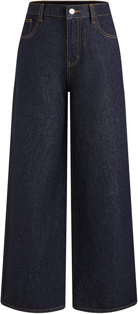 CIDER Women Mid Waist Denim Wide Leg Jeans Trousers Casual Pants Jean with Pocket | Amazon (US)