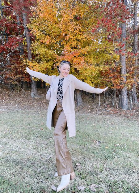 The happiest autumn girl with this fall foliage!! I have been loving this “coatigan” and pairing it with these amazing faux leather brown pants. OBSESSED. Wearing an XS-S in the coat and a small in the pants. #ltkfall #fallfashion #chicwish

#LTKSeasonal #LTKHalloween #LTKHoliday