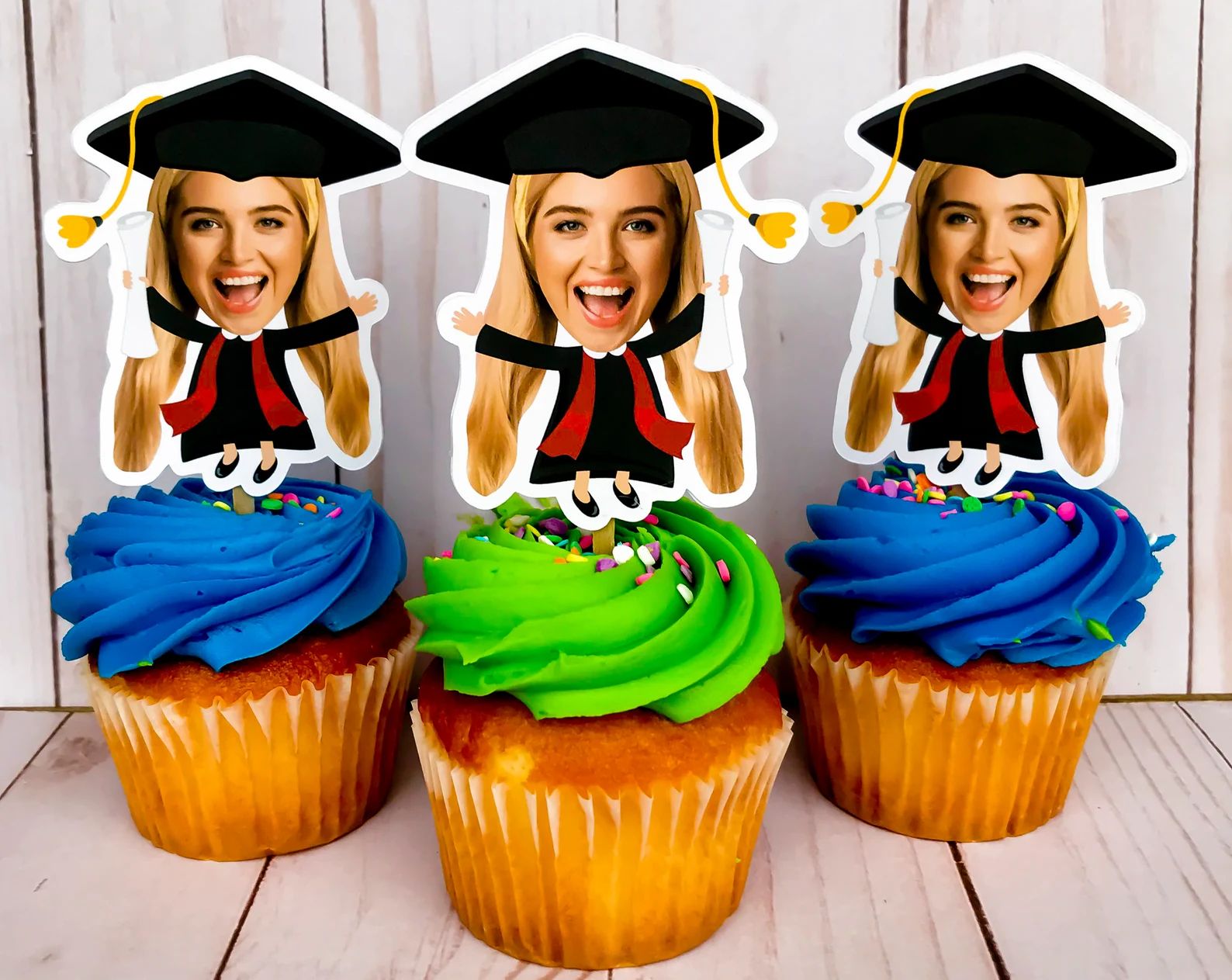 Printable Graduation Photo Cupcake Toppers Graduation Party | Etsy | Etsy (US)