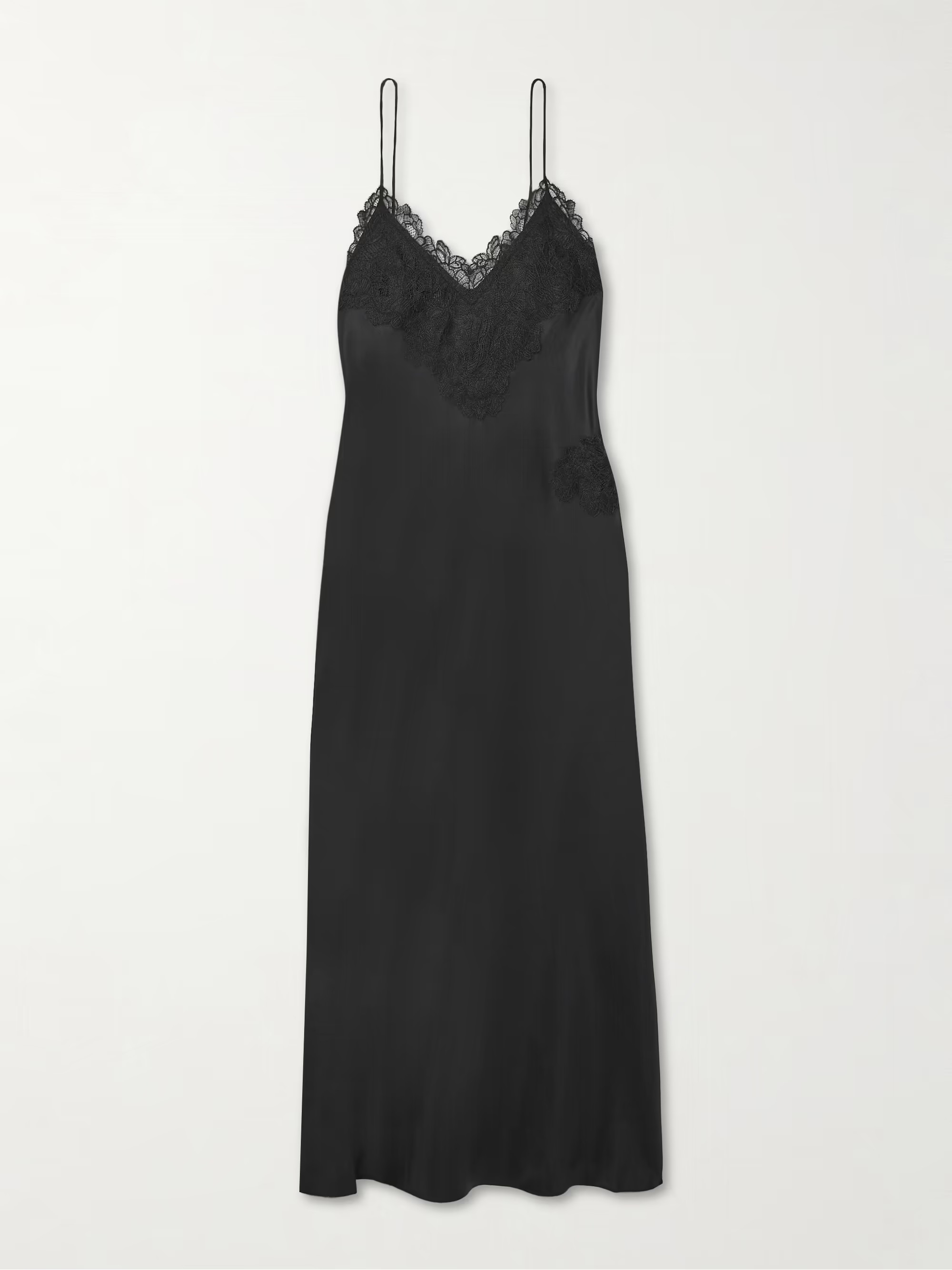 Lace-trimmed silk-twill maxi dress | NET-A-PORTER (UK & EU)