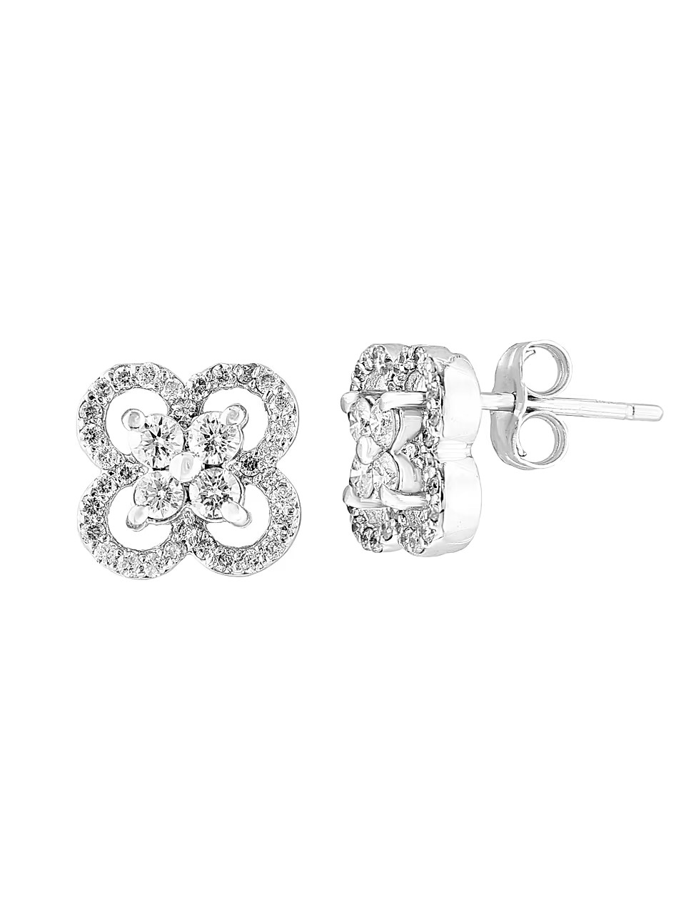 14K White Gold & 0.7 TCW Diamond Stud Earrings | Saks Fifth Avenue