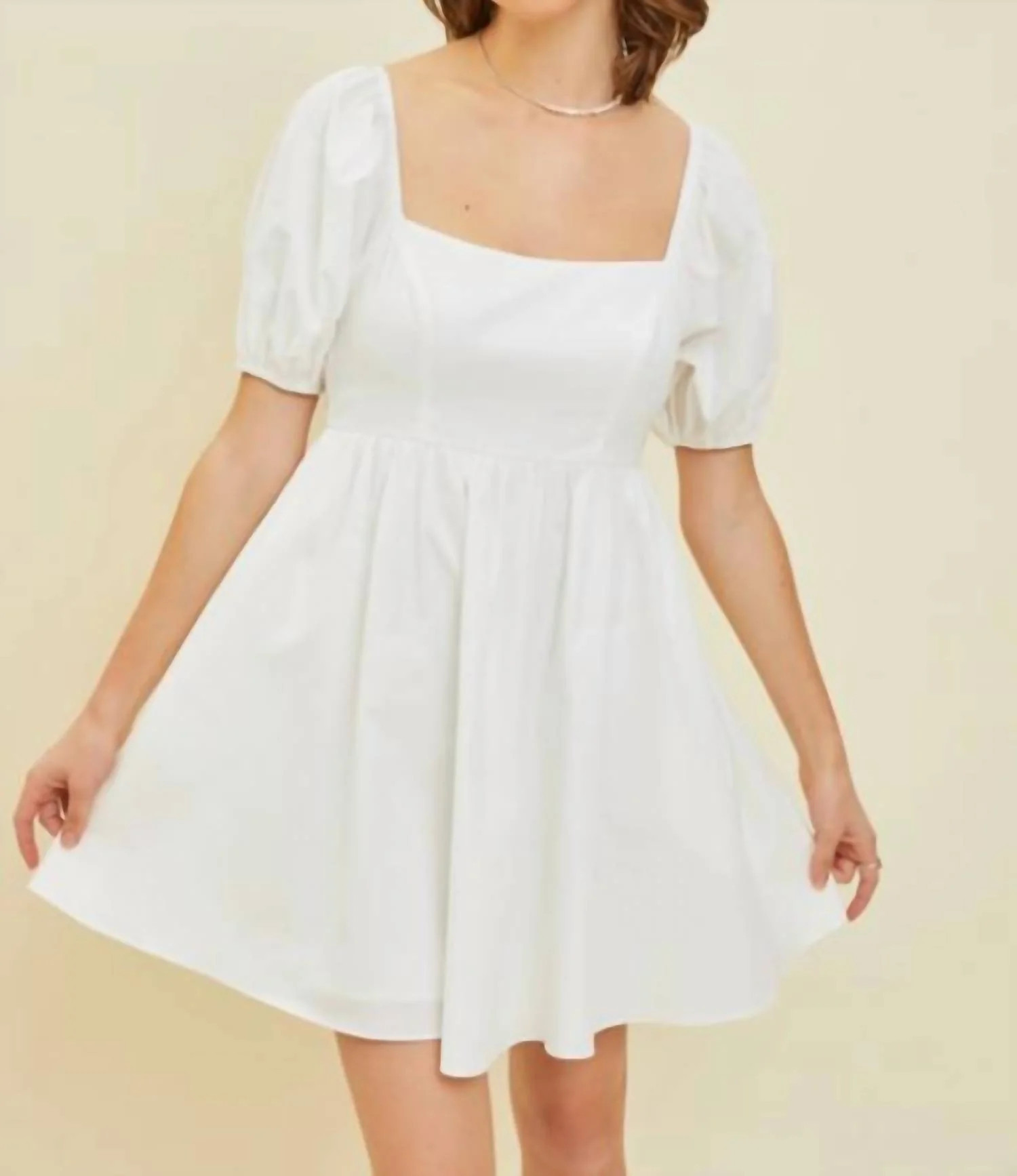 Puff Sleeve Babydoll Mini Dress In White | Shop Simon
