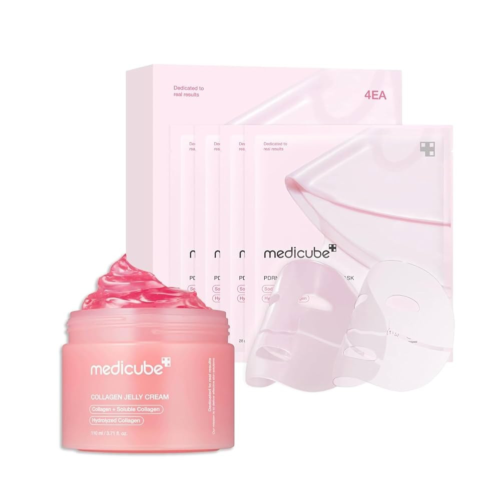 medicube Pink Glass Glow Duo for Uneven skin: Collagen Jelly Cream 110ml and Salmon DNA PDRN pink... | Amazon (US)