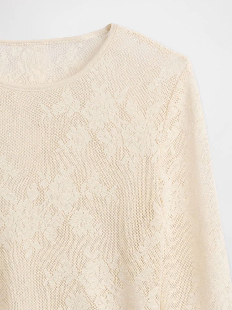 Gap Cream Sheer Lace Top | Next EU