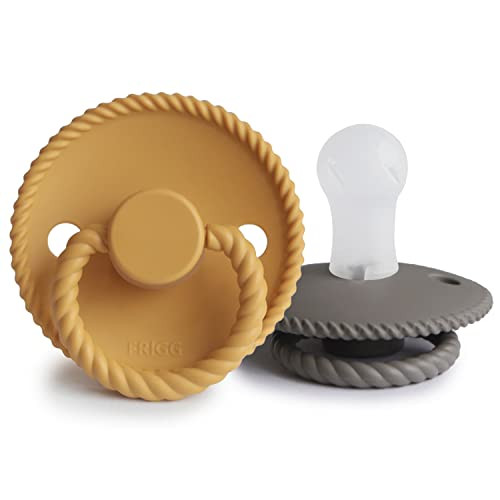 Frigg Rope SilkySoft Silicone Baby Pacifier | Made in Denmark | BPA-Free (Honey Gold/Portobello, 0-6 Months) | Amazon (US)