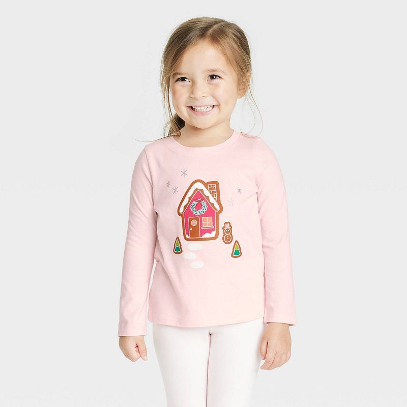 Toddler Girls' Gingerbread House Long Sleeve Shirt - Cat & Jack™ Pink | Target