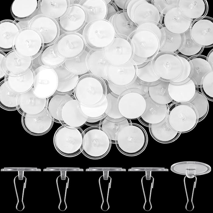 35 Pack Self-Adhesive Ceiling Hooks for Hanging, Sticky No-Drill Ceiling Discs with Metal Hook, T... | Amazon (US)