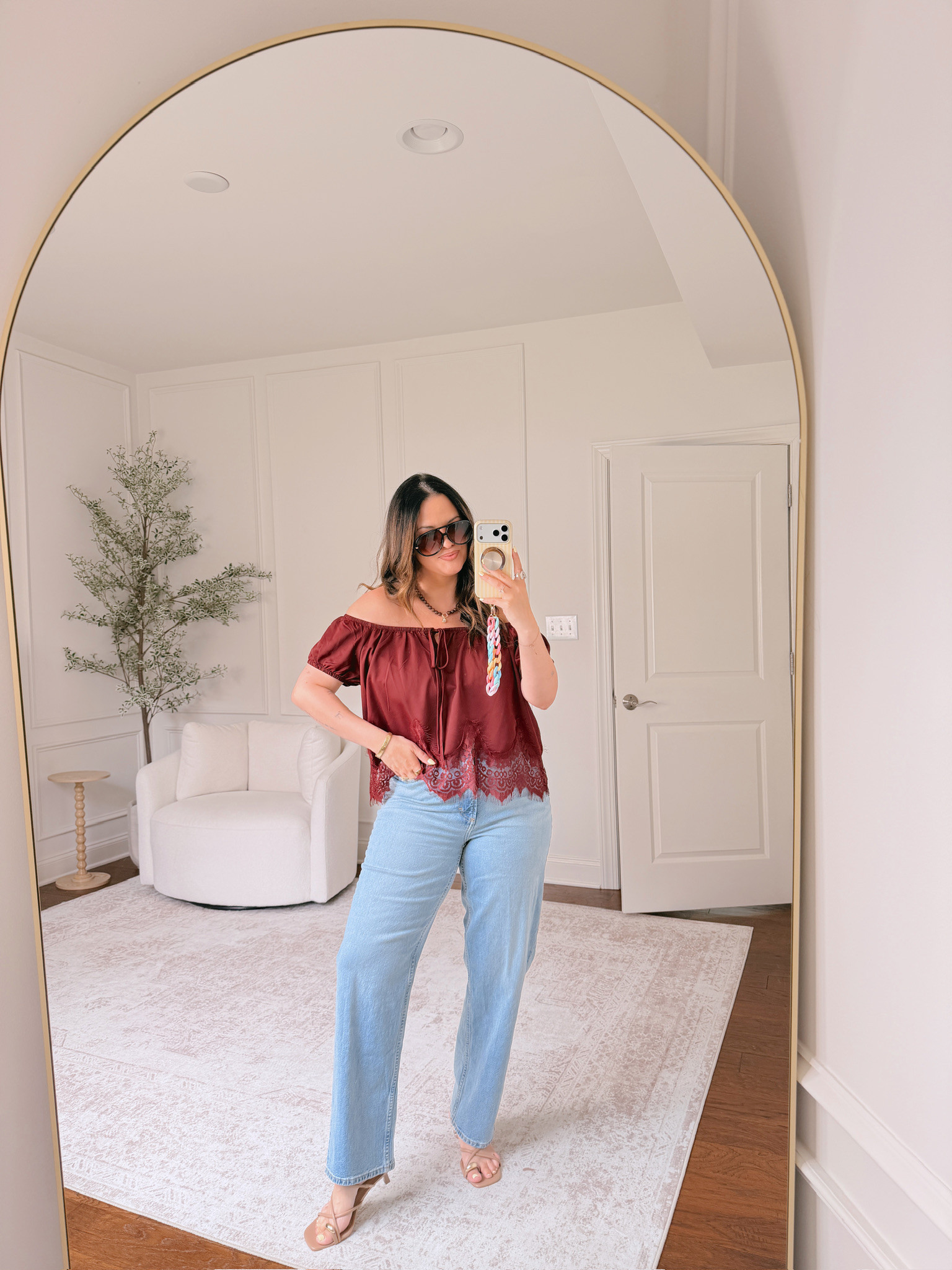 wearing a large in the top, size 14 in denim 

 #LTKSeasonal #LTKMidsize