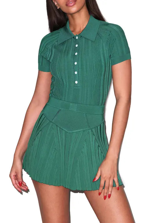 Fleur Du Mal Rib Polo Bodysuit in Lucky at Nordstrom, Size Small | Nordstrom