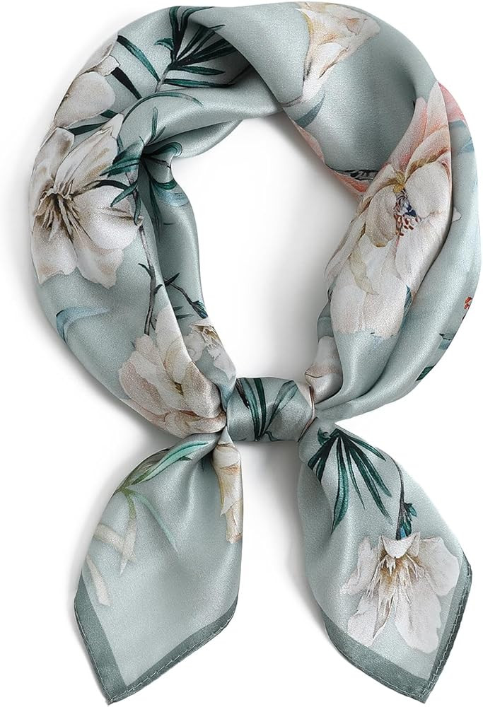 100% Pure Mulberry Silk Square Scarf-27''x27"Lightweight Hair Scarves Headscarf Night Sleeping wi... | Amazon (US)