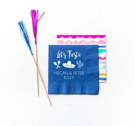 Lets fiesta napkins Fiesta shower napkins Personalized | Etsy | Etsy (US)