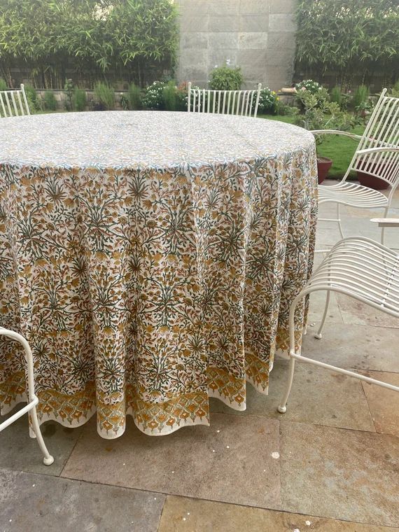Goldenrod Yellow Fern Green Peanut Brown Round Table Cloth | Etsy | Etsy (US)