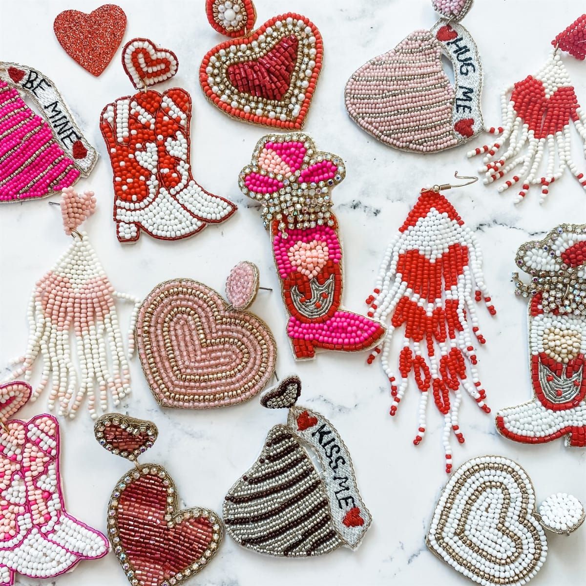 Kiss Me, It's Valentine's Beaded Earrings | Jane