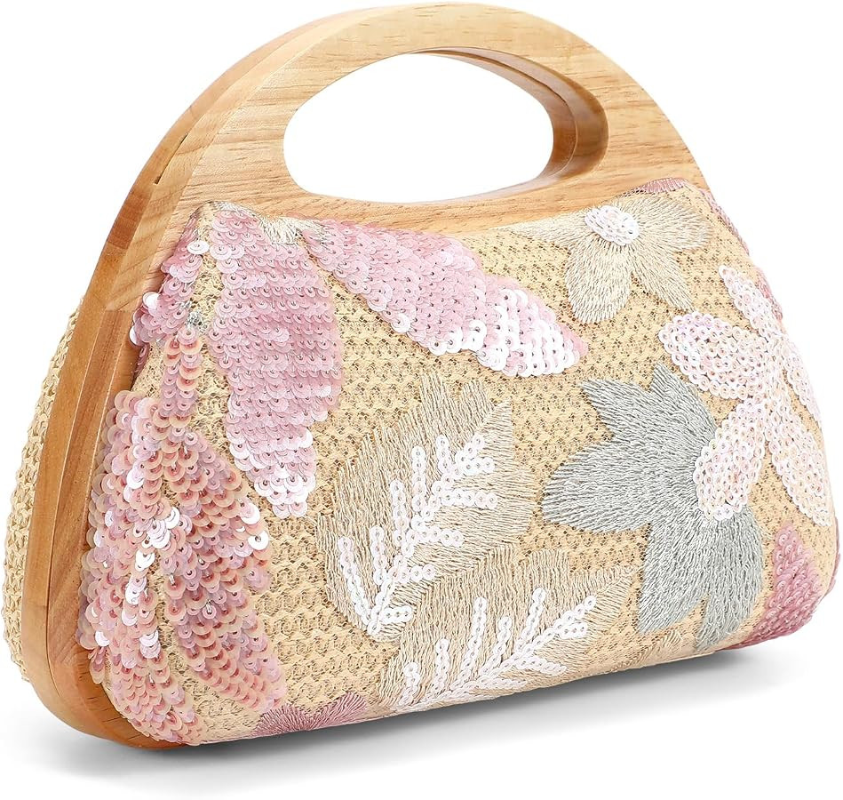 Floral Beaded Clutch Embroidery Sequin Beaded Purse Small Evening Clutch Purses for Women | Amazon (US)