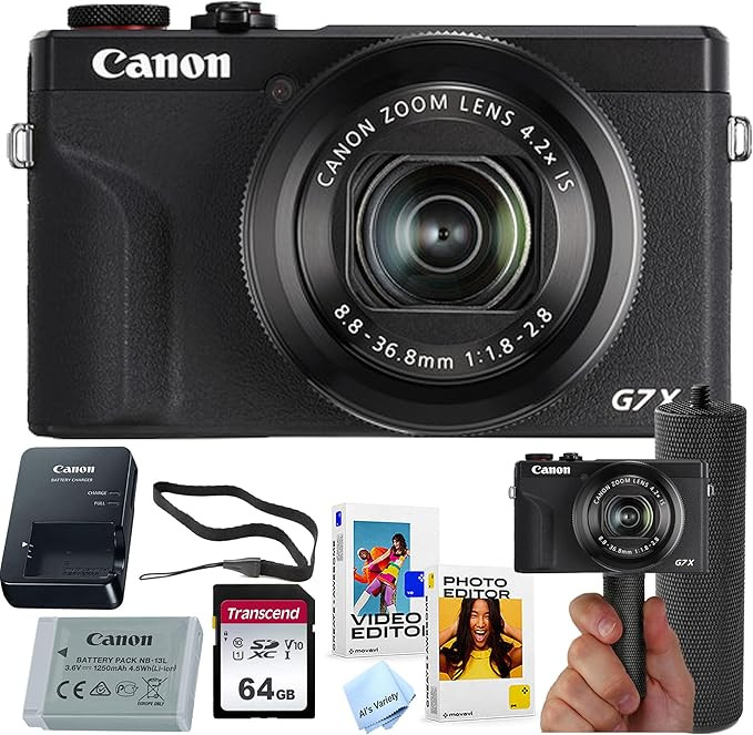 Canon PowerShot G7 X Mark III Digital Camera + 64GB Memory + Stabilizing Grip + Software Pack +Mo... | Amazon (US)