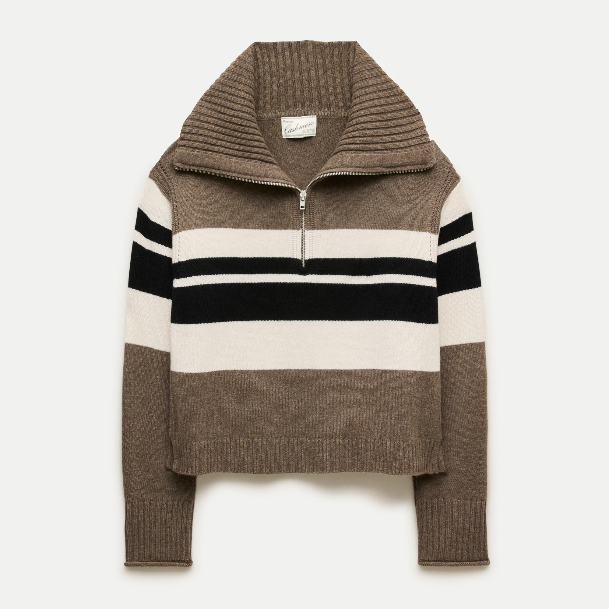 Cashmere quarter-zip sweater in placed stripe | J. Crew US