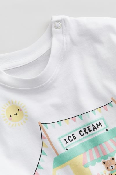 Cotton Jersey T-shirt - White/Ice Cream - Kids | H&M US | H&M (US + CA)