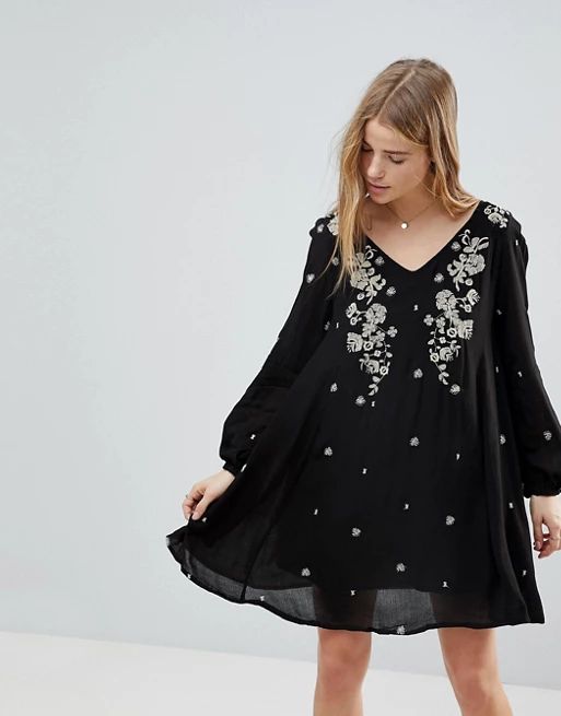 Rd & Koko Long Sleeve Dress With Floral Embrodiery | ASOS US