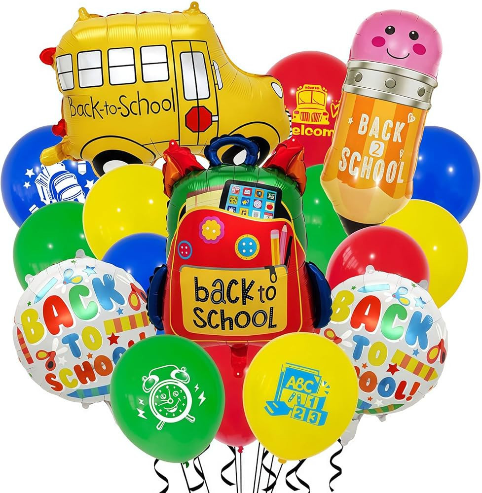 21pcs Back to School Balloons Party Decorations - 28 Inch Foil School Classroom Balloons Bus/Penc... | Amazon (US)