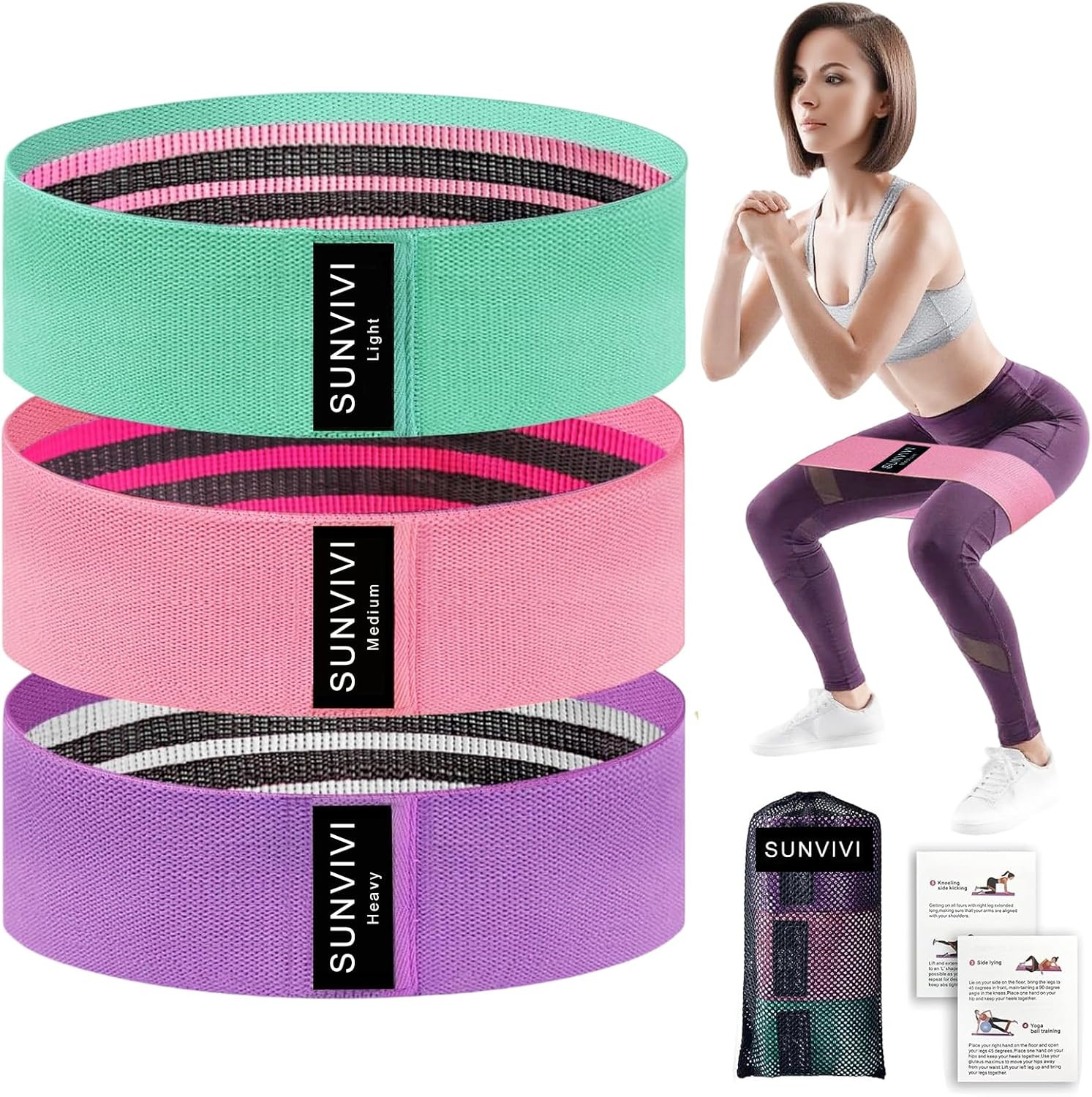 Resistance Bands for Working Out, Fabric Loop Exercise Bands for Legs and Butt, Workout Bands Set... | Amazon (US)